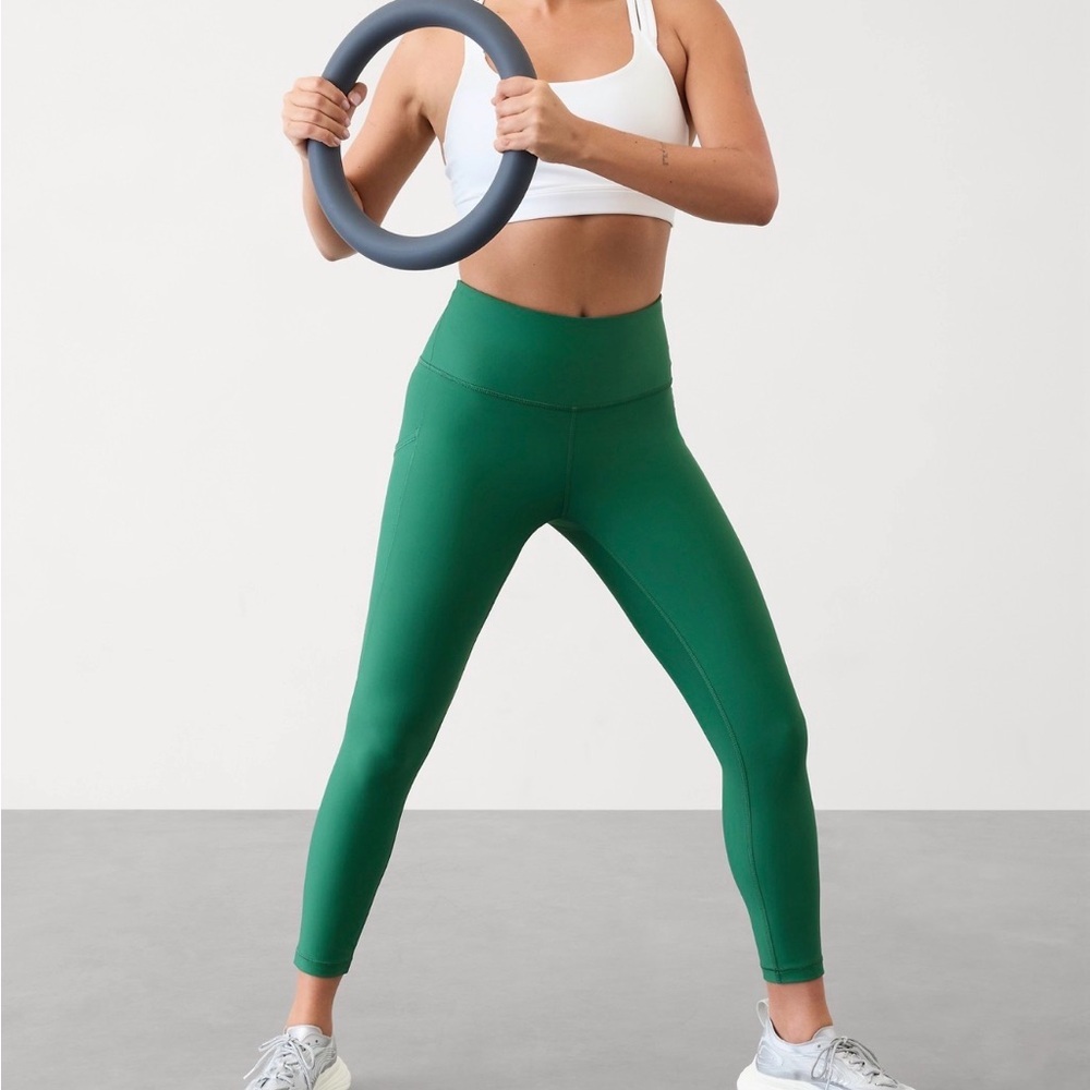 NWT ATHLETA Interval Stash High - Rise 7/8 Leggings - Trillium Green 1X